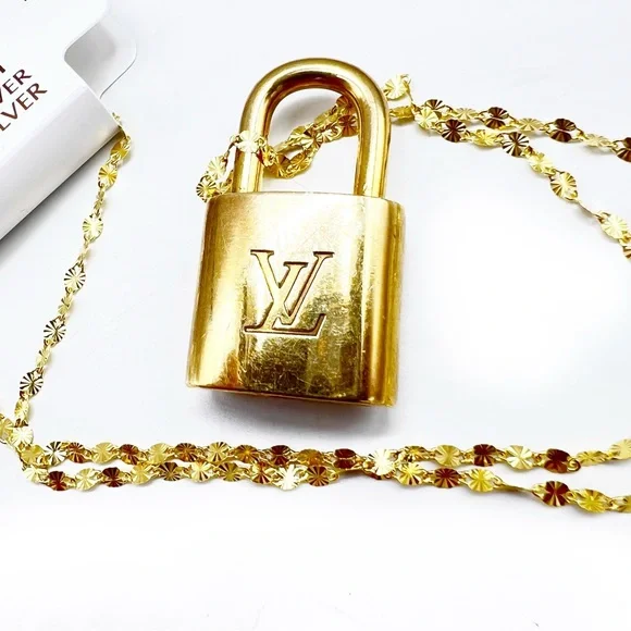 Authentic Louis Vuitton Lock #318 NO KEY & Aftermarket 20" Diamond-Cut Chain - Picture 16 of 17